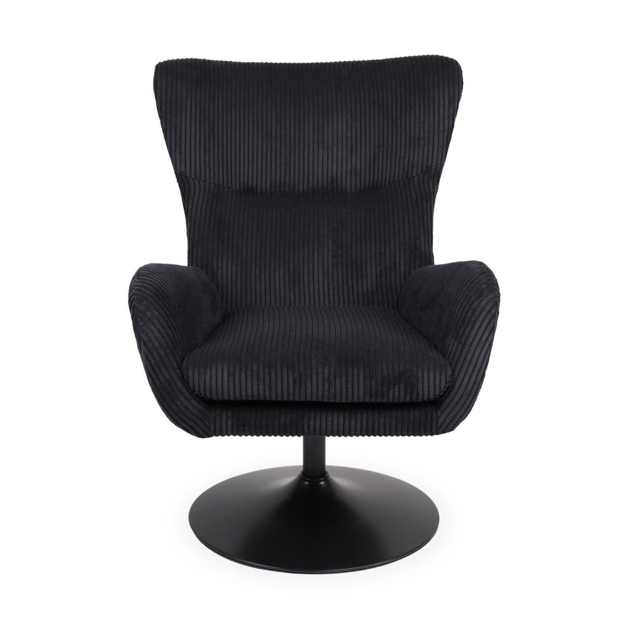 Voir la diapositive 2 : Paris Prix Fauteuil Pivotant en Velours Côtelé  Cléo  97cm Noir