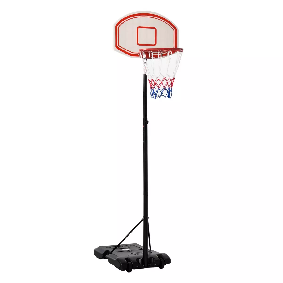 HOMCOM Panier de Basket-Ball sur pied avec poteau panneau, base de lestage sur roulettes hauteur réglable 2,1 - 2,5 m noir blanc
