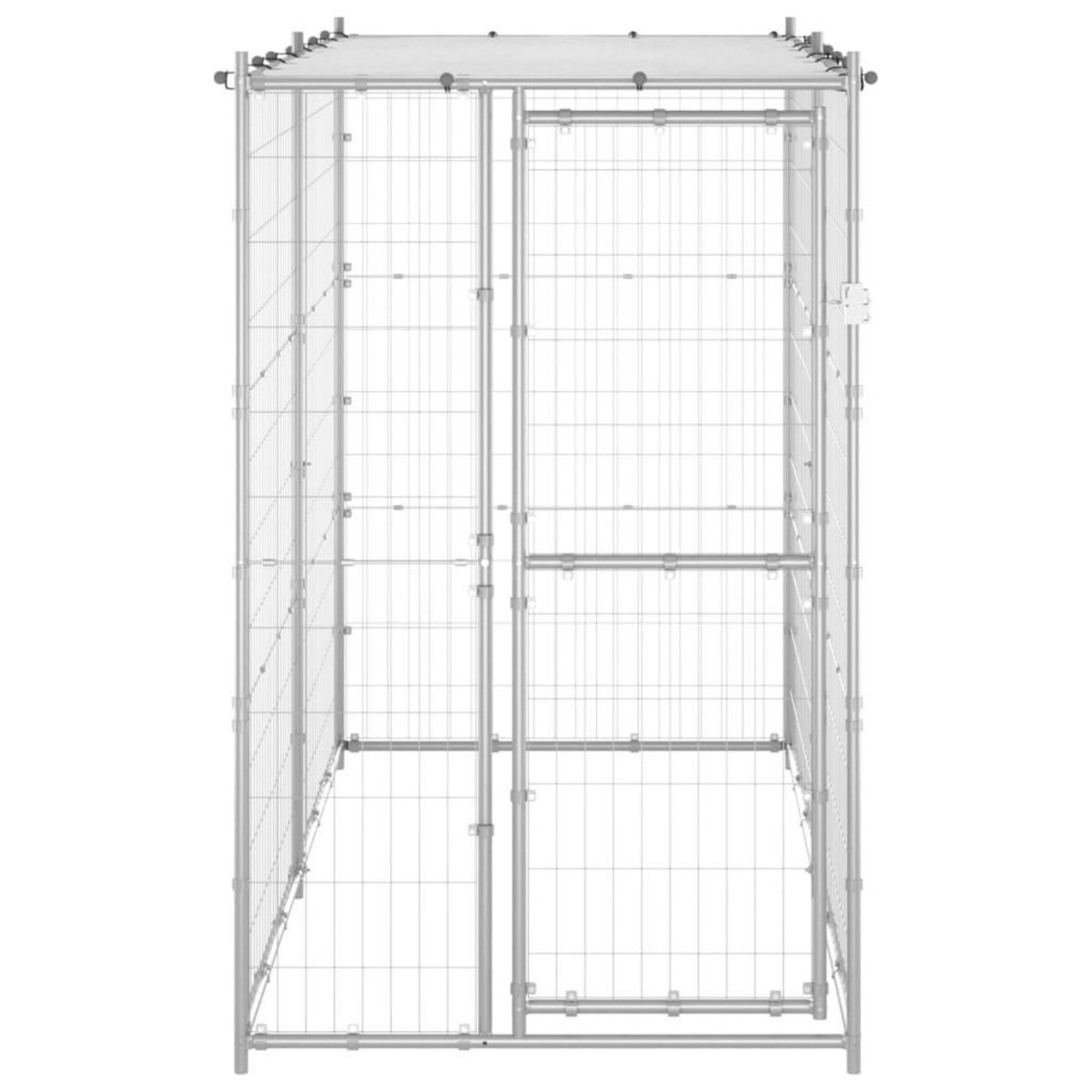 VIDAXL Chenil exterieur Acier galvanise avec toit 110x220x180 cm