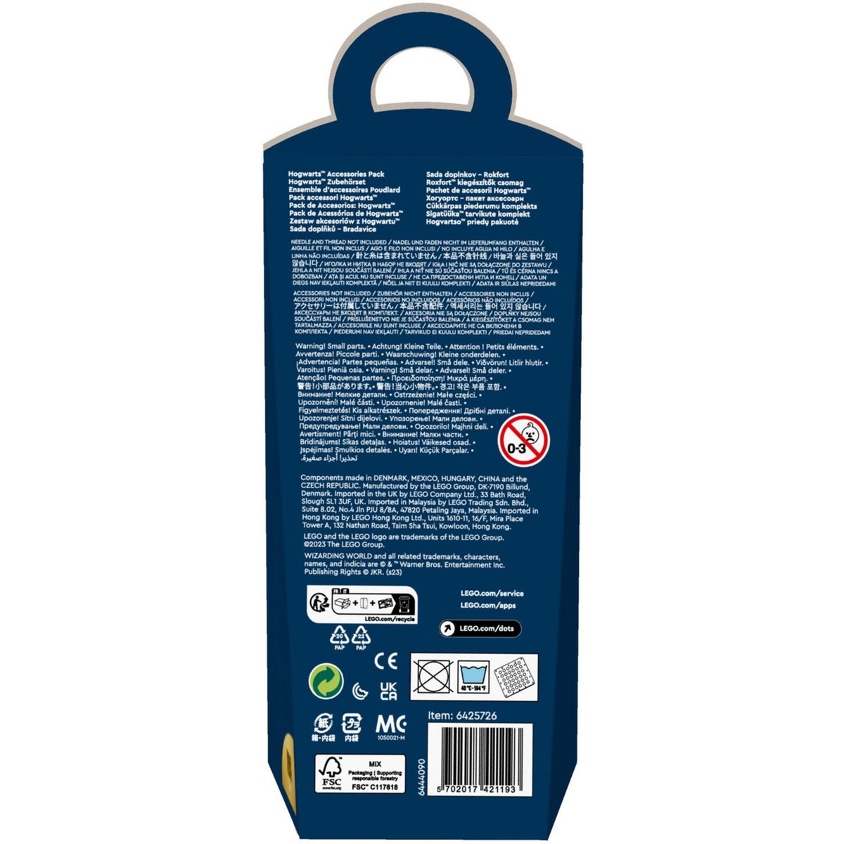 LEGO DOTS 41808 - Ensemble d&rsquo;accessoires Poudlard, Jouet Création de Bijoux sur Harry Potter avec Bracelet, 2 Étiquettes et Plaque