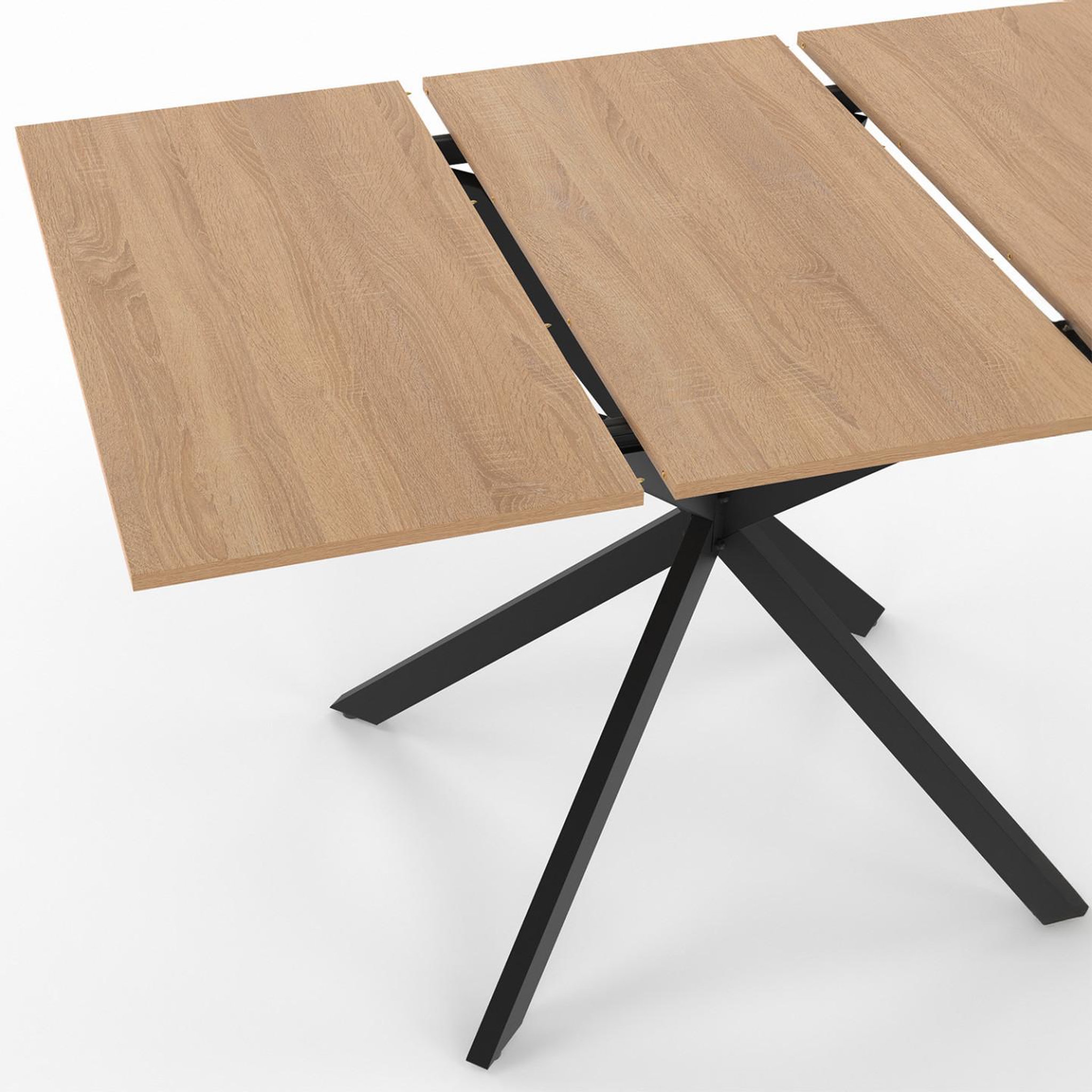 Voir la diapositive 6 : ID MARKET Table à manger extensible carrée alix 4-6 personnes pied araignée bois et noir 80-120 cm