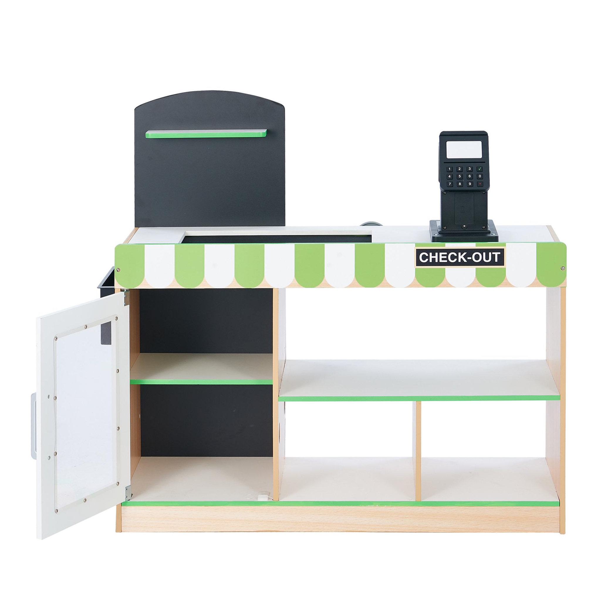 Voir la diapositive 6 : TEAMSON KIDS Stand Marchand Bois avec Caisse et Accessoires Jeu Enfant