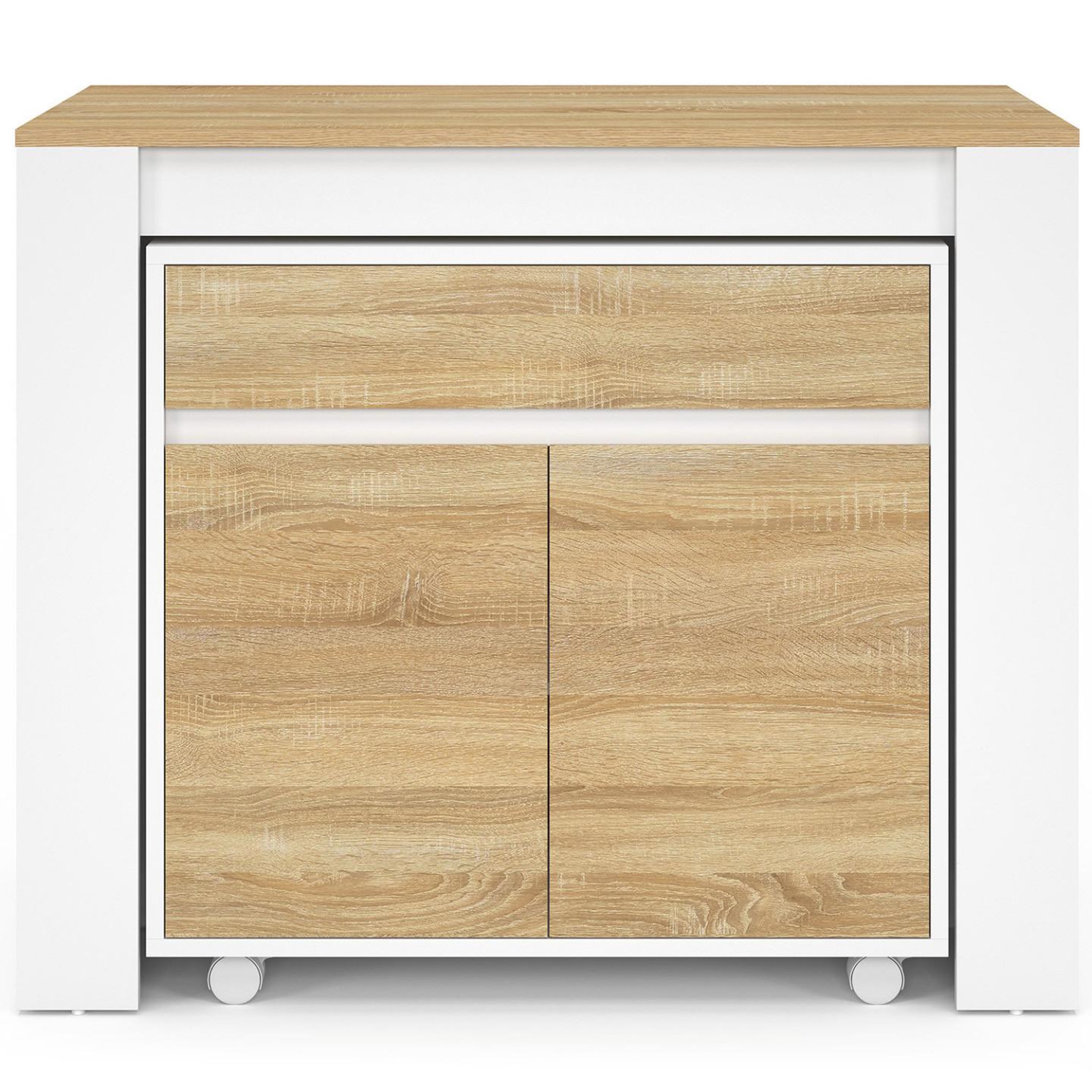 Voir la diapositive 4 : ID MARKET Table buffet extensible orlando 6 personnes 140 cm bois blanc façon hêtre