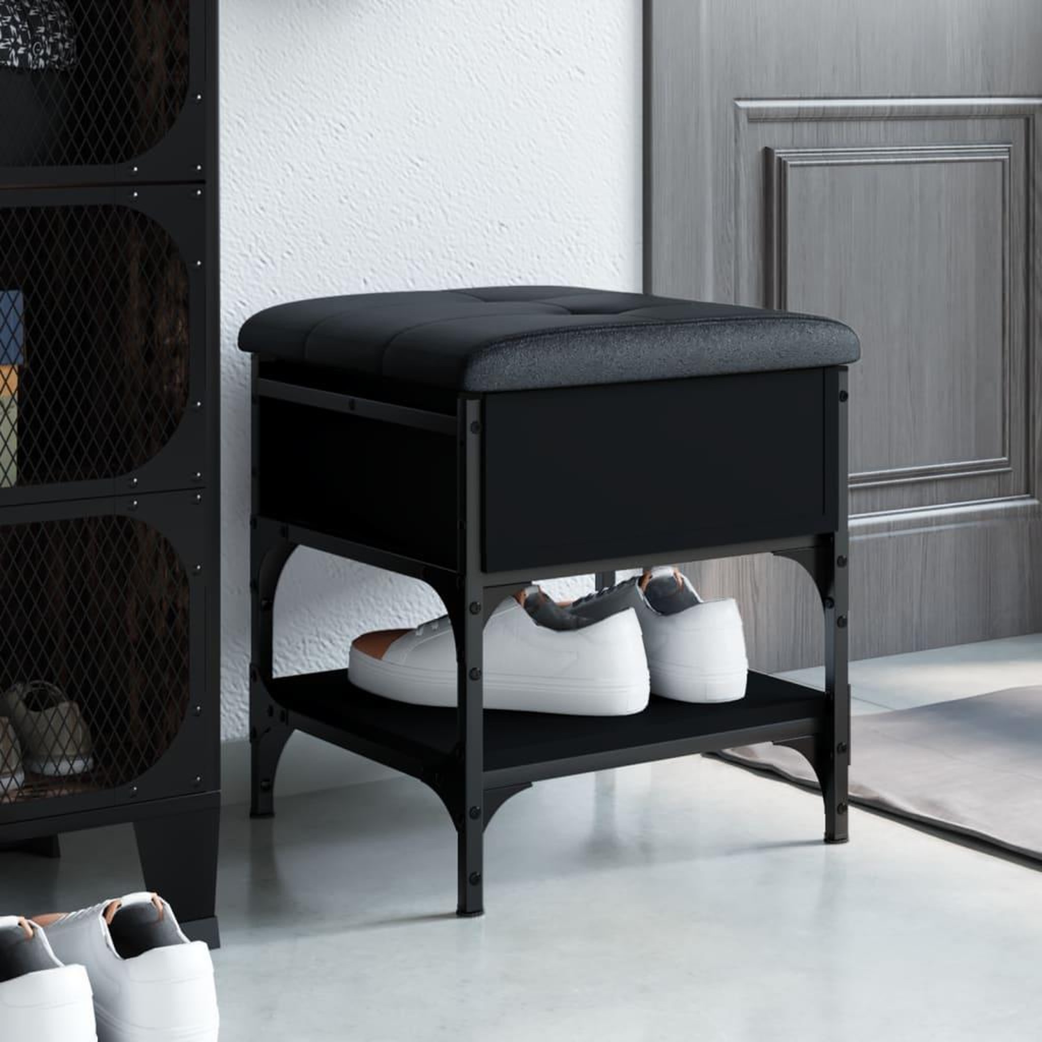 VIDAXL Banc a chaussures noir 42x42x45 cm bois d'ingenierie