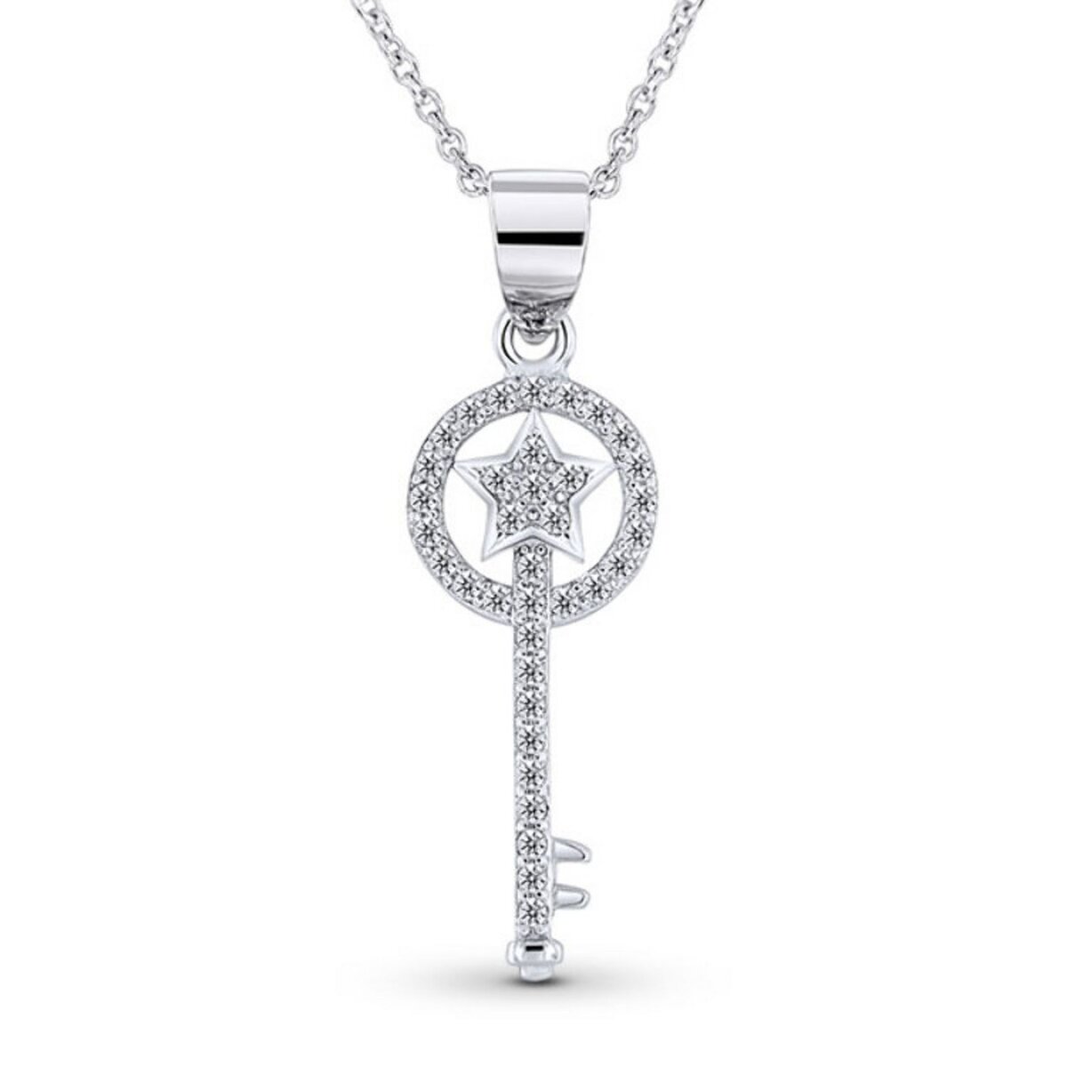 Collier tendance - Collier pendentif en argent 925/1000, zircon, pour femme.