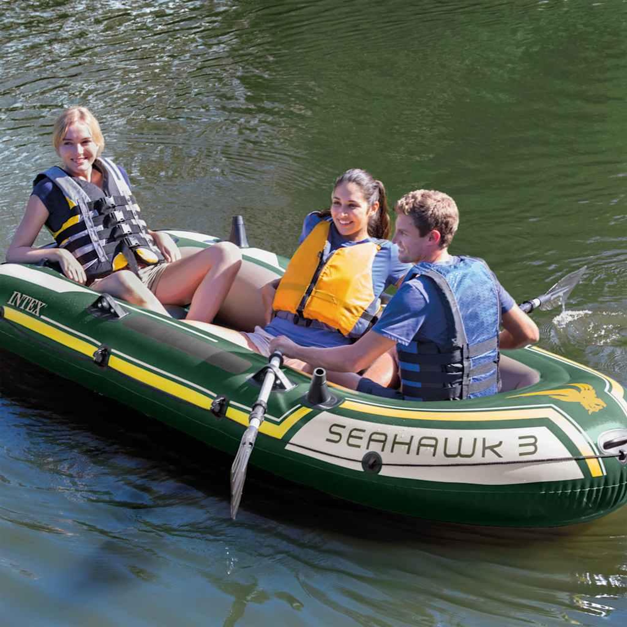 Voir la diapositive 4 : INTEX Intex ensemble de canot pneumatique seahawk 3 295x137x43 cm 68380np