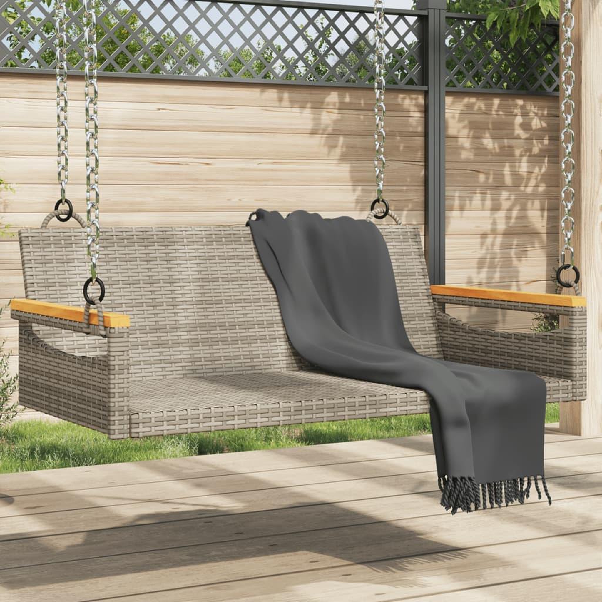 VIDAXL Balancelle gris 109x62x40 cm resine tressee