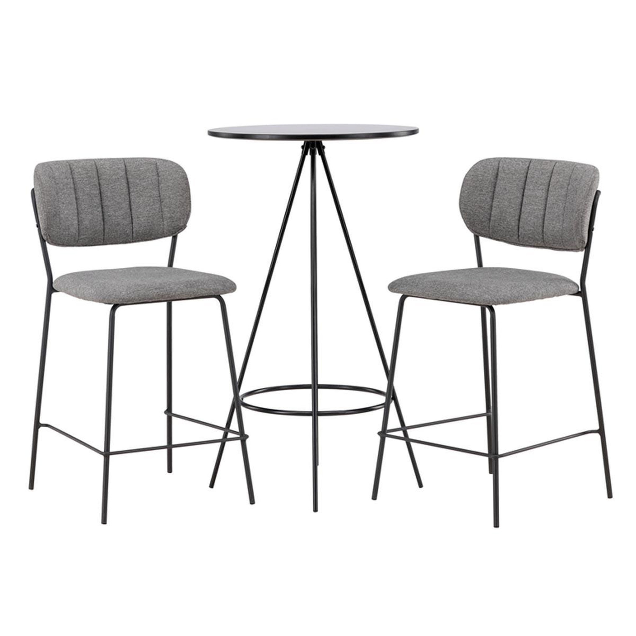 Paris Prix Ensemble Table de Bar & 2 Chaises  Bistro & Bell  105cm Noir & Gris
