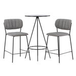 Paris Prix Ensemble Table de Bar & 2 Chaises  Bistro & Bell  105cm Noir & Gris