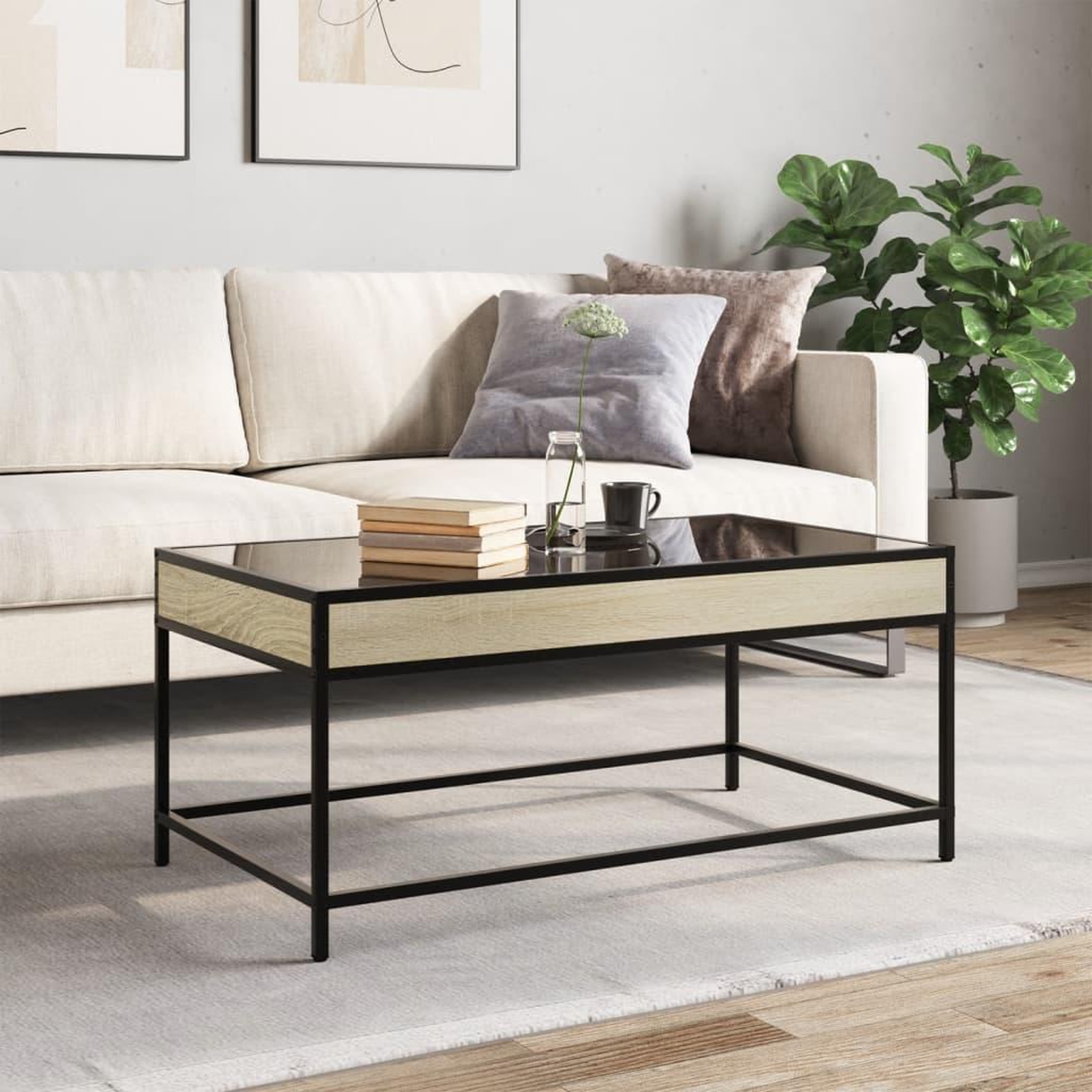 Voir la diapositive 4 : VIDAXL Table basse avec LED infini chene sonoma 90x50x41 cm