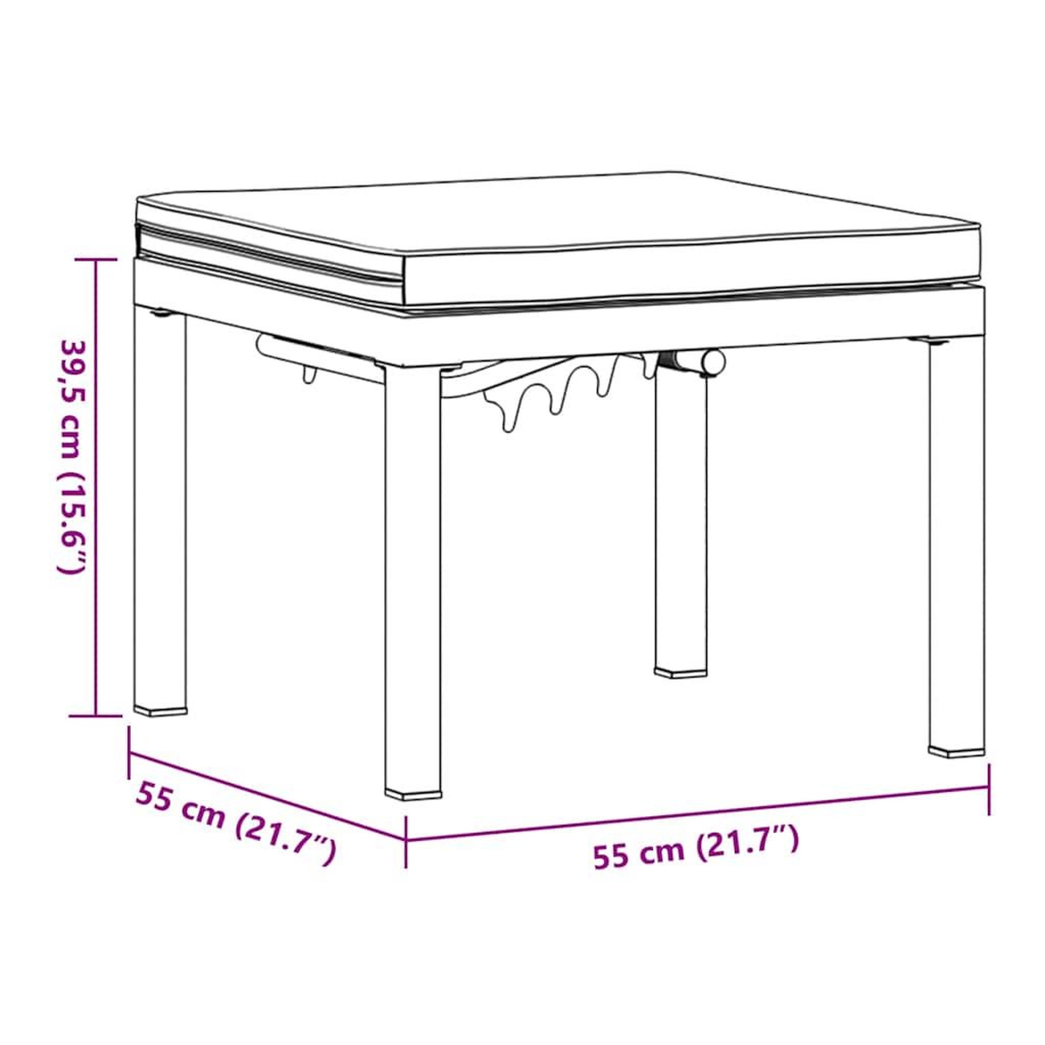Voir la diapositive 6 : VIDAXL Tabouret de jardin avec coussin noir acier enduit de poudre