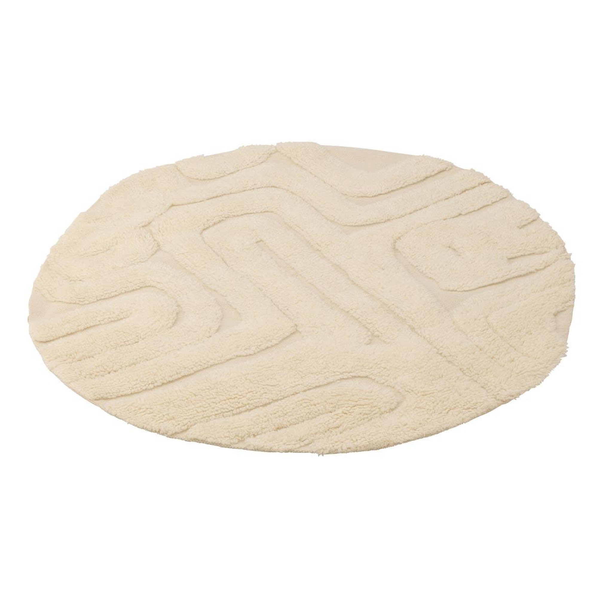J-LINE Tapis rond en laine  lignes abstraites  150cm écru