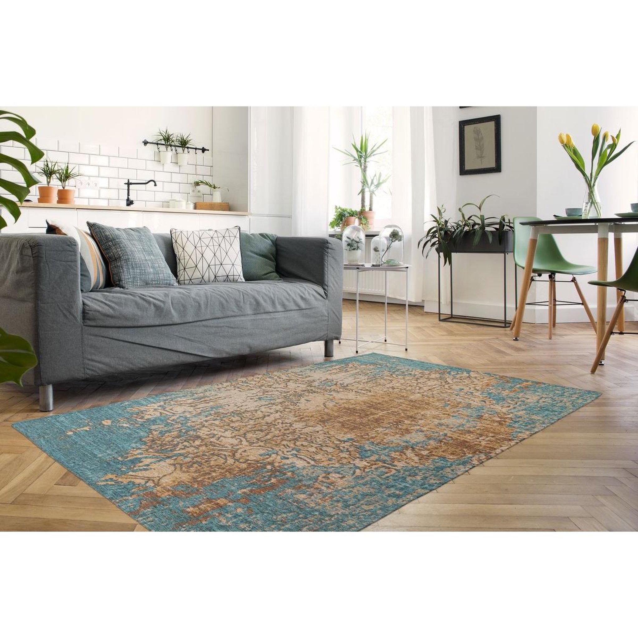 Voir la diapositive 4 : Paris Prix Tapis Tissé Imprimé à Motifs  Primavera  Bleu