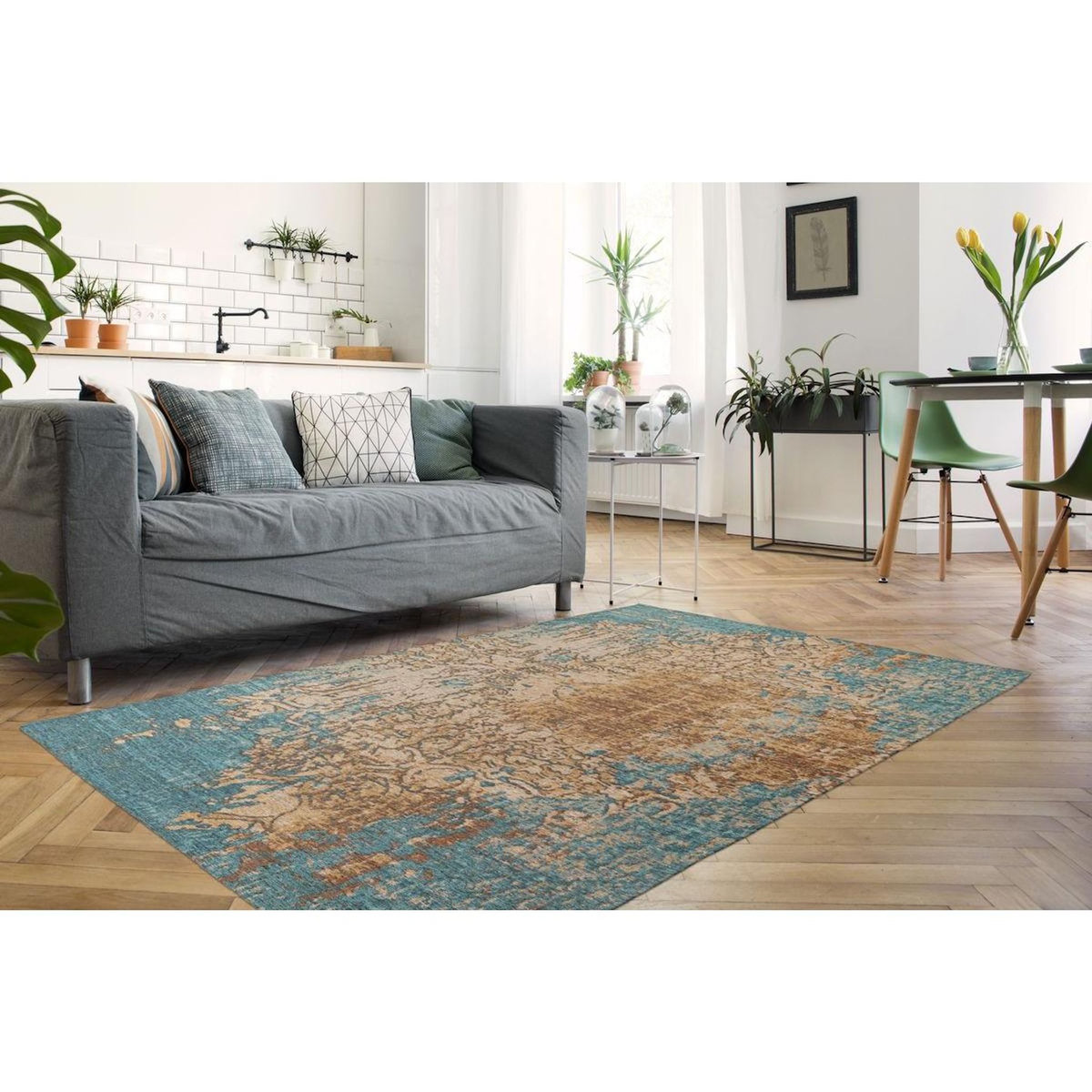 Paris Prix Tapis Tissé Imprimé à Motifs  Primavera  Bleu