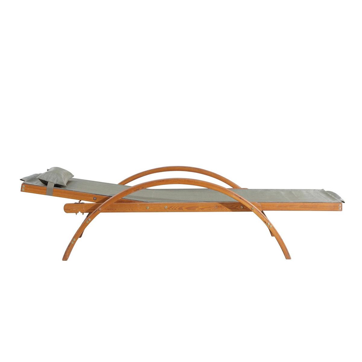 CONCEPT USINE Transat en bois et toile PVC gris olive NAARI