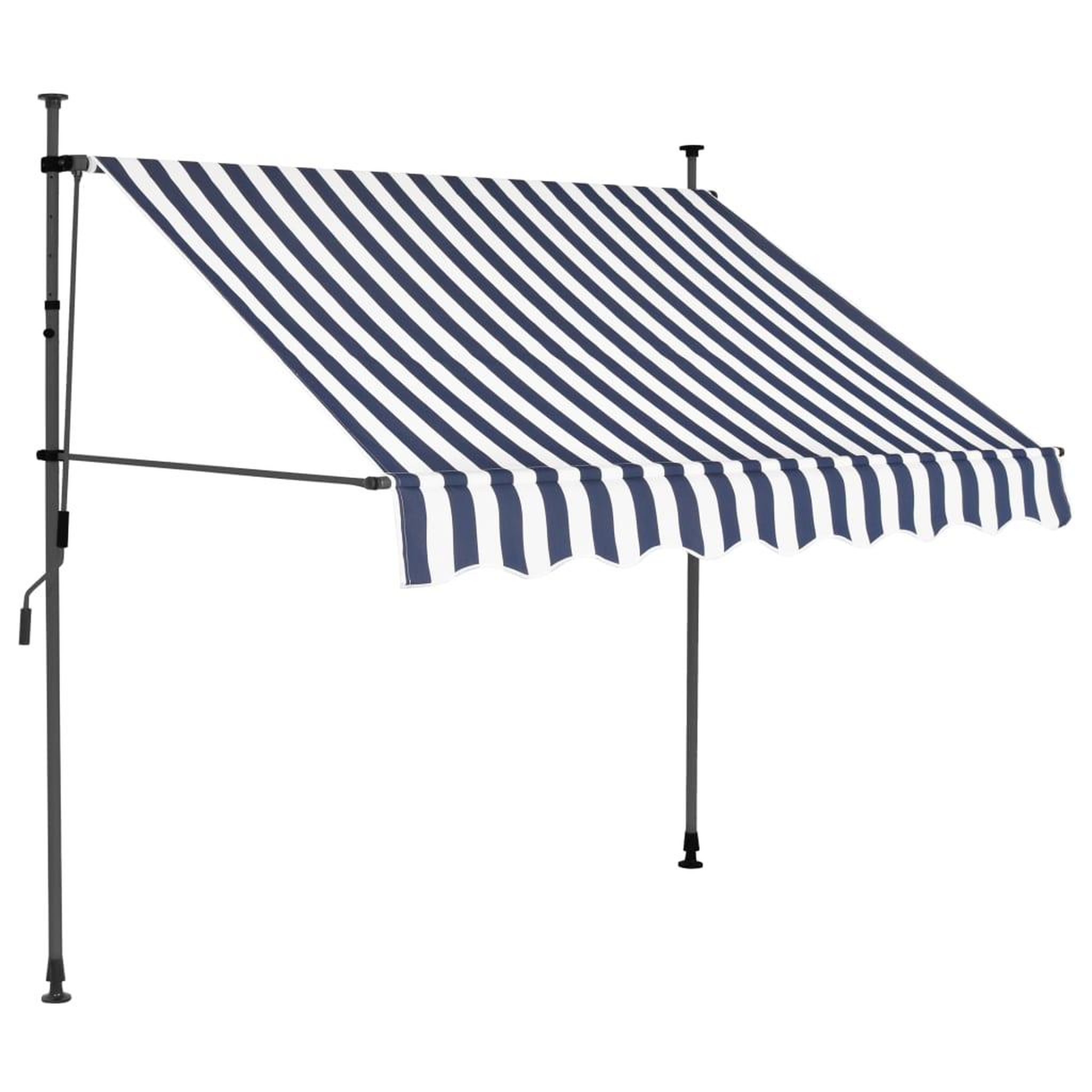 Voir la diapositive 2 : VIDAXL Auvent manuel retractable avec LED 150 cm Bleu et blanc