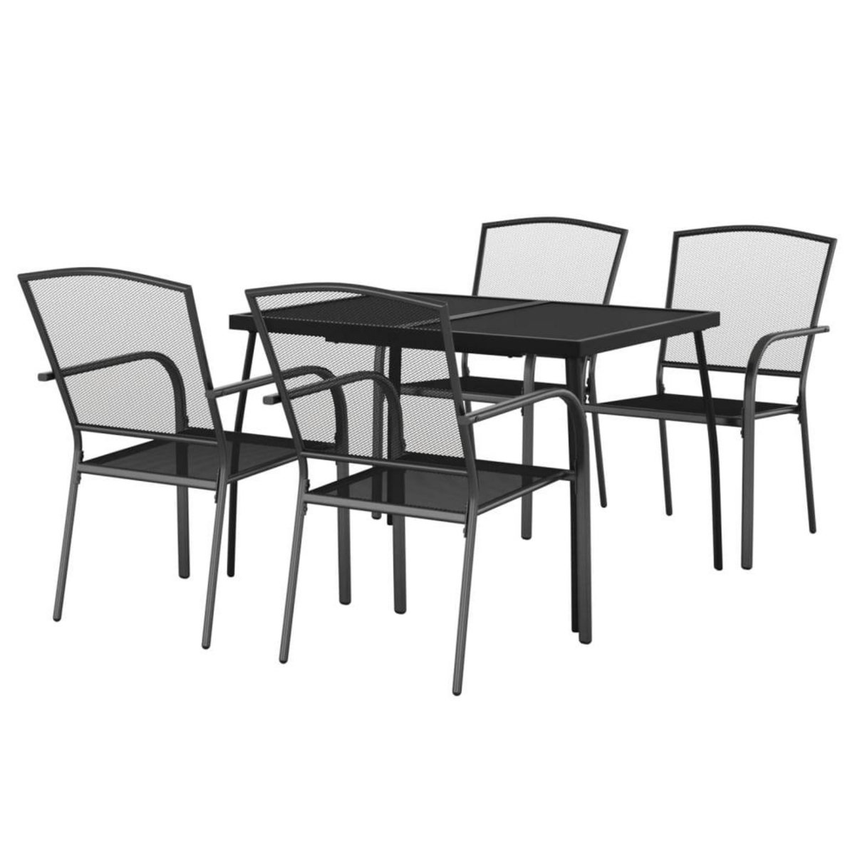 VIDAXL Ensemble a manger de jardin 5 pcs anthracite acier