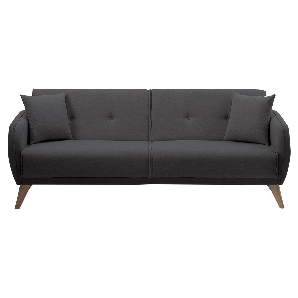 Canapé droit convertible 3 places tissu pieds bois clair BONJO