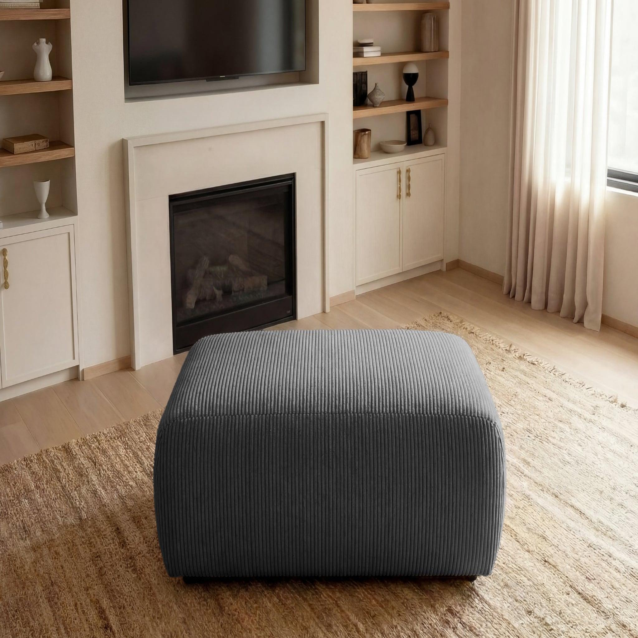 Voir la diapositive 5 : CASANOVA PARIS Sacha - pouf en velours côtelé 105x57x40