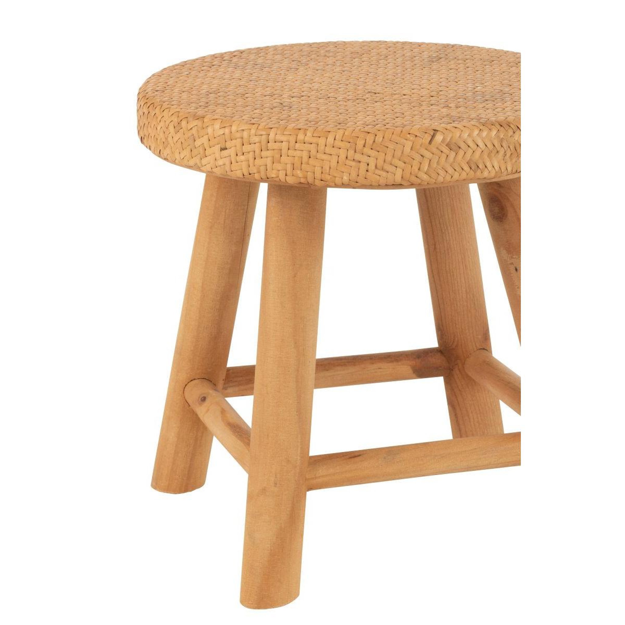 Voir la diapositive 4 : J-LINE Tabouret rond cannage en rotin  malinda  29cm naturel