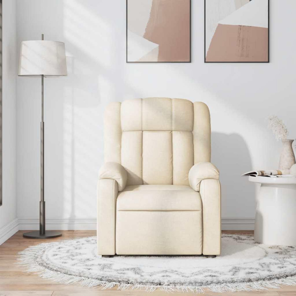 VIDAXL Fauteuil de massage inclinable Creme Tissu