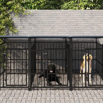 VIDAXL Chenil d'exterieur avec toit pour chiens Acier 7,51 m²