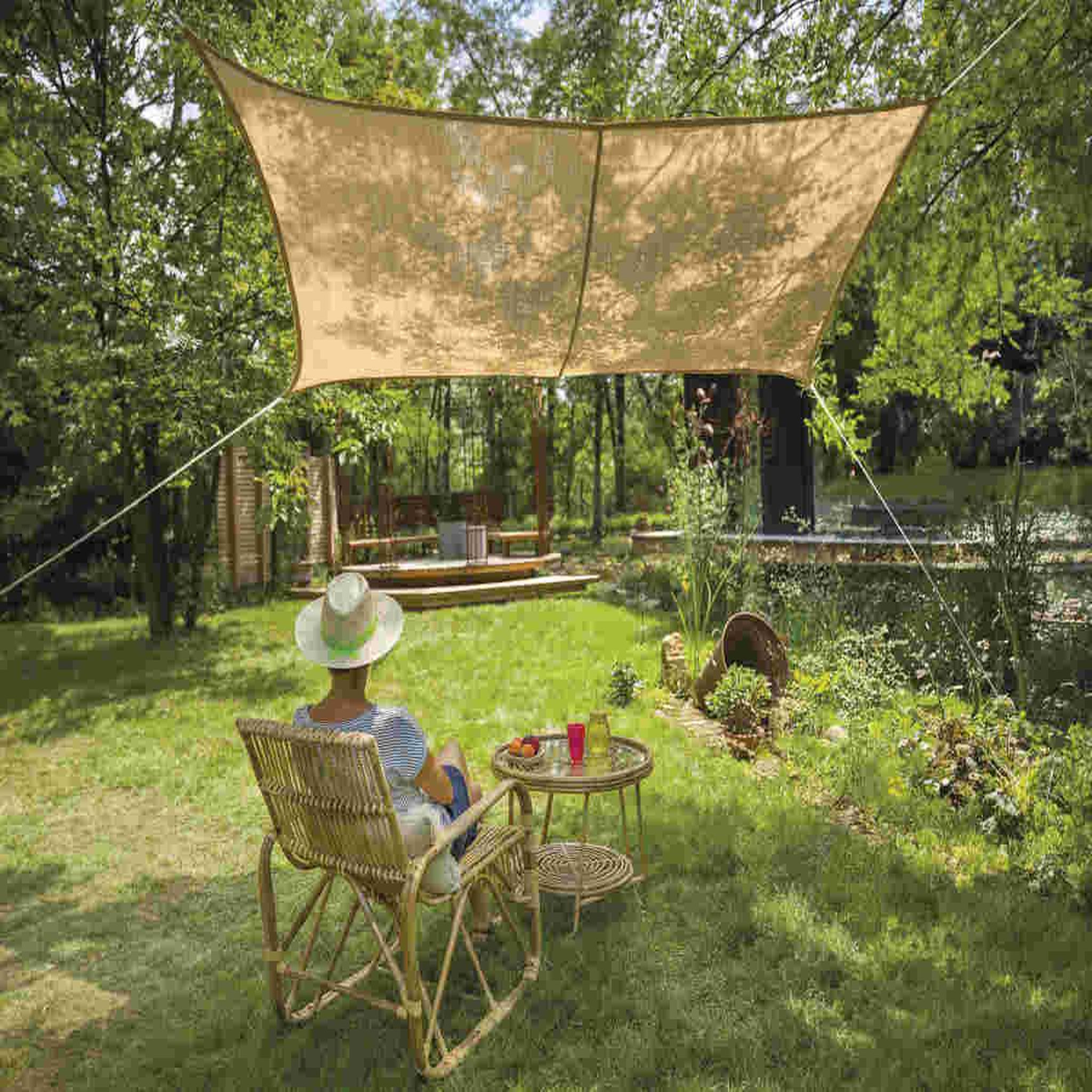 Jardiline Voile d'ombrage Naturelle Jute Rectangulaire 4 x 3 m - Jardiline