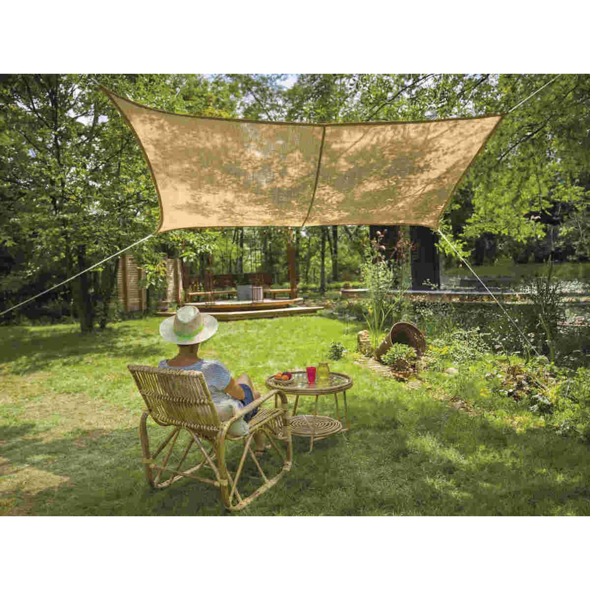 Jardiline Voile d'ombrage Naturelle Jute Rectangulaire 4 x 3 m - Jardiline