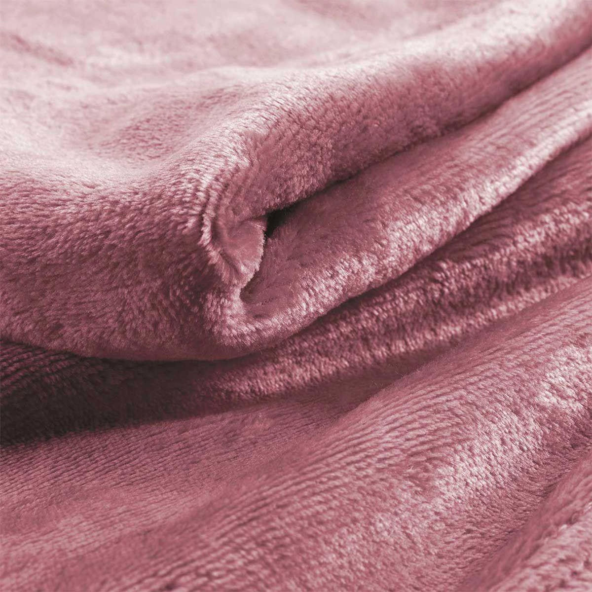 Paris Prix Plaid Uni en Flanelle  Flanou  180x220cm Rose