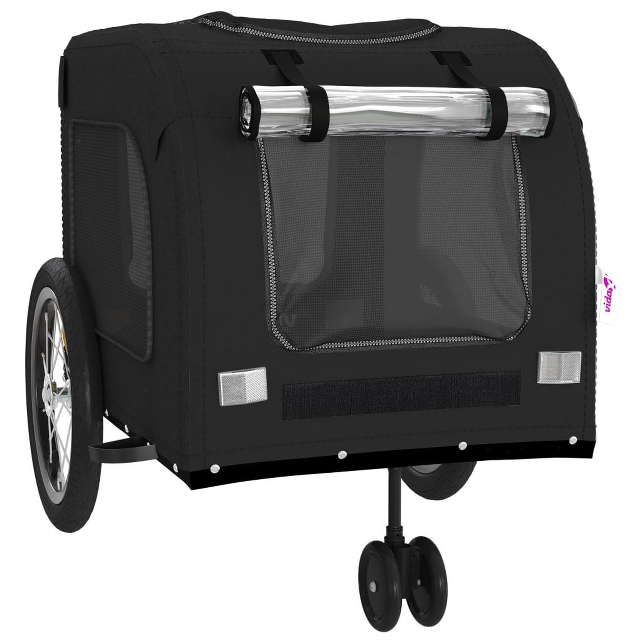 Voir la diapositive 5 : VIDAXL Remorque de velo pour animaux de compagnie noir