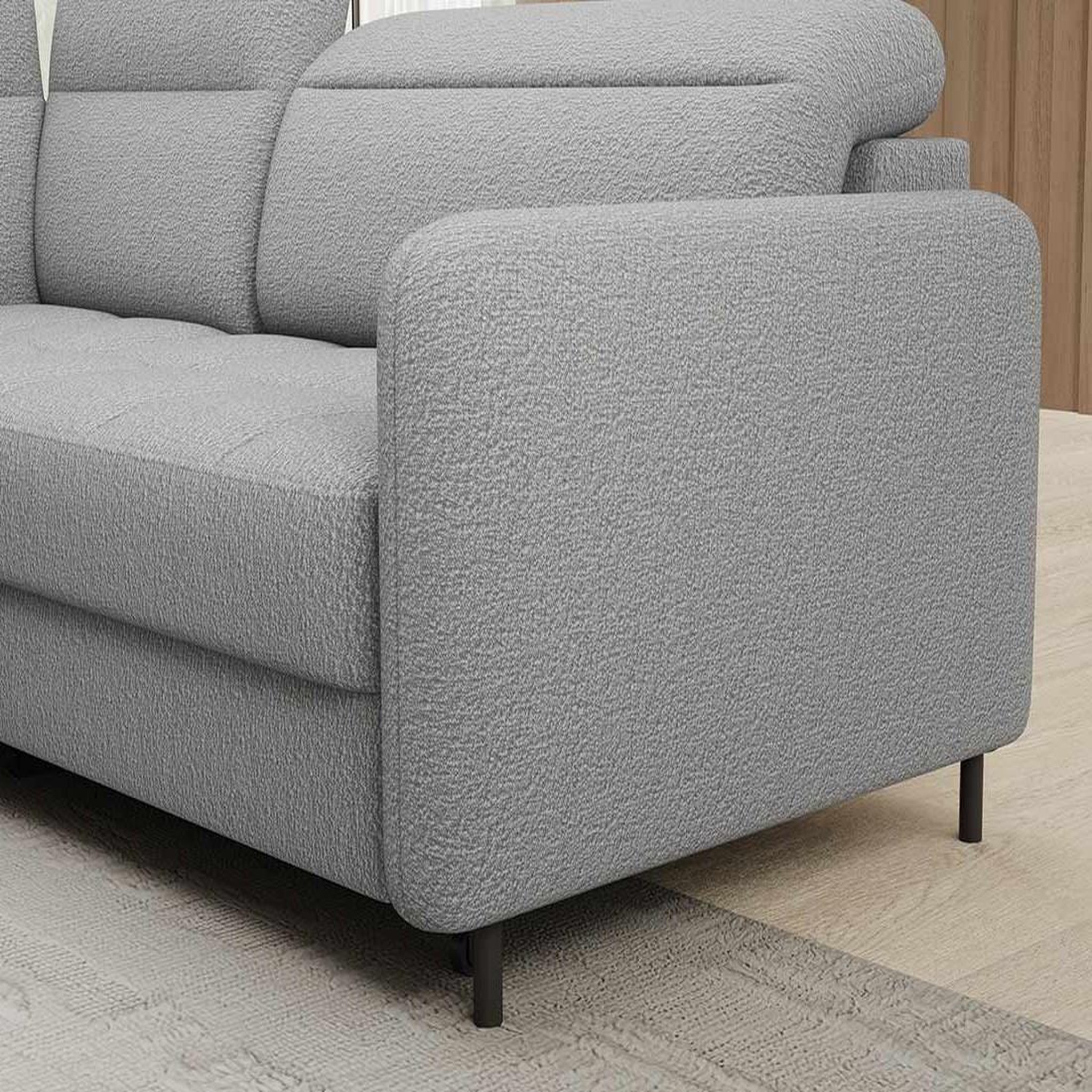 Voir la diapositive 4 : BEST MOBILIER Kalibo - canapé d'angle droit - 5 places - convertible avec coffre et têtières - en tissu bouclette