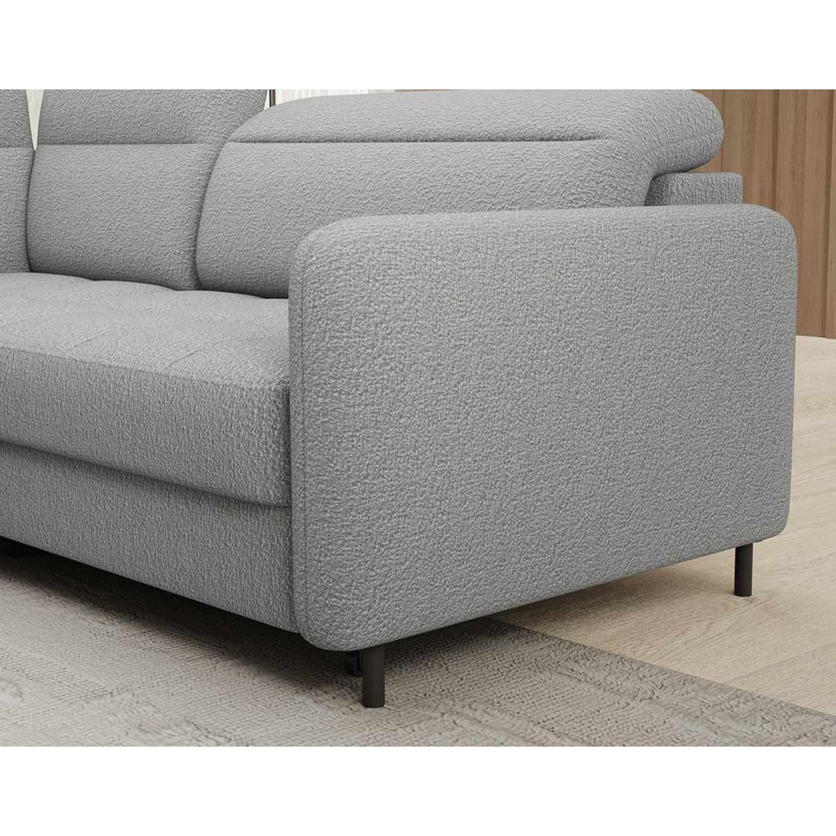 BEST MOBILIER Kalibo - canapé d'angle droit - 5 places - convertible avec coffre et têtières - en tissu bouclette