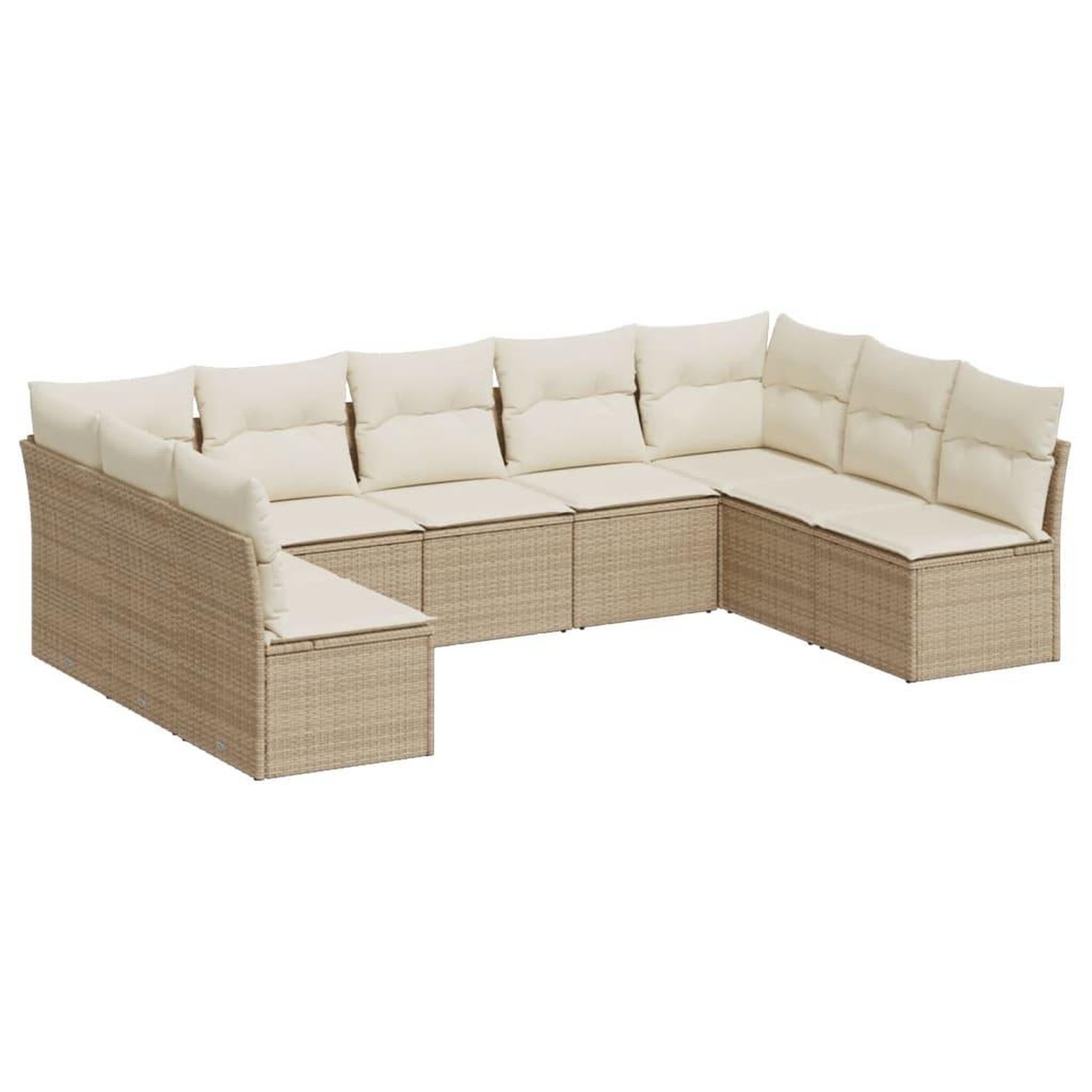 Voir la diapositive 2 : VIDAXL Salon de jardin avec coussins 9 pcs beige resine tressee