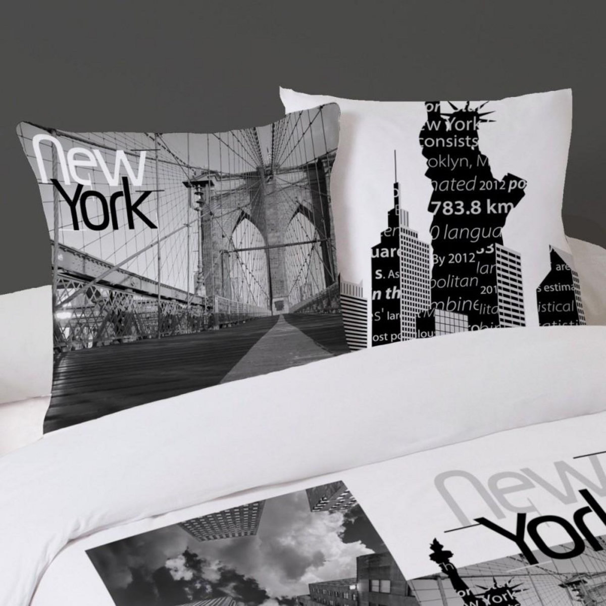 Dourev Housse de couette 260x240 NEW YORK + 2 taies 100% coton