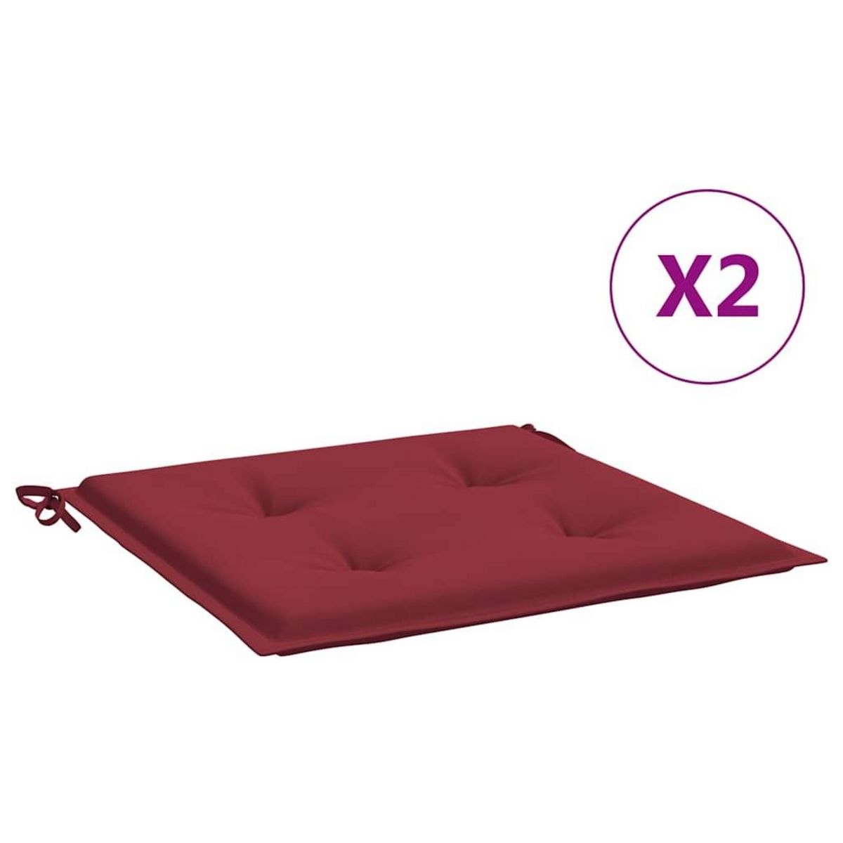 VIDAXL Coussins de chaise de jardin lot de 2 rouge bordeaux 50x50x3 cm