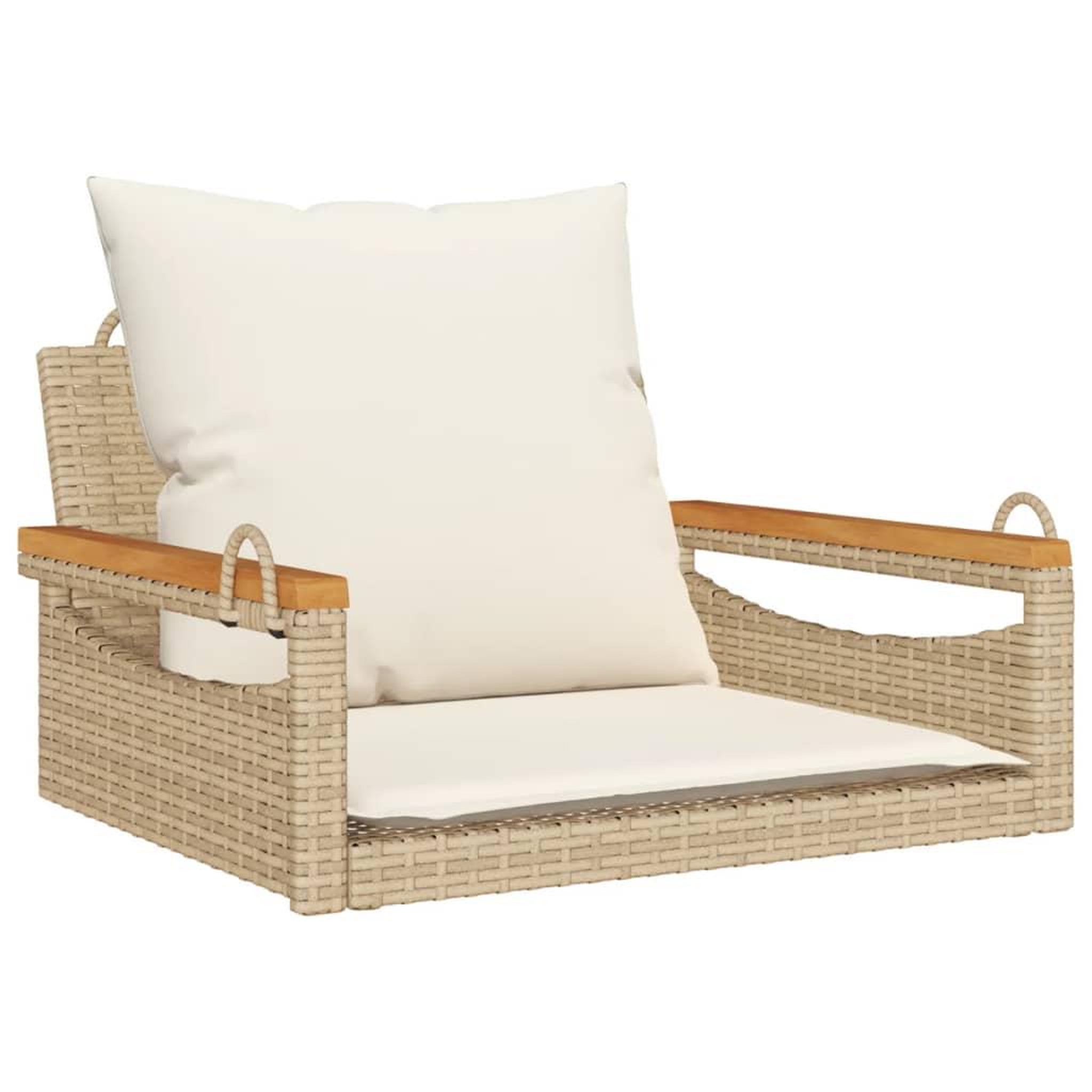 Voir la diapositive 2 : VIDAXL Balancelle avec coussins beige 63x62x40 cm resine tressee