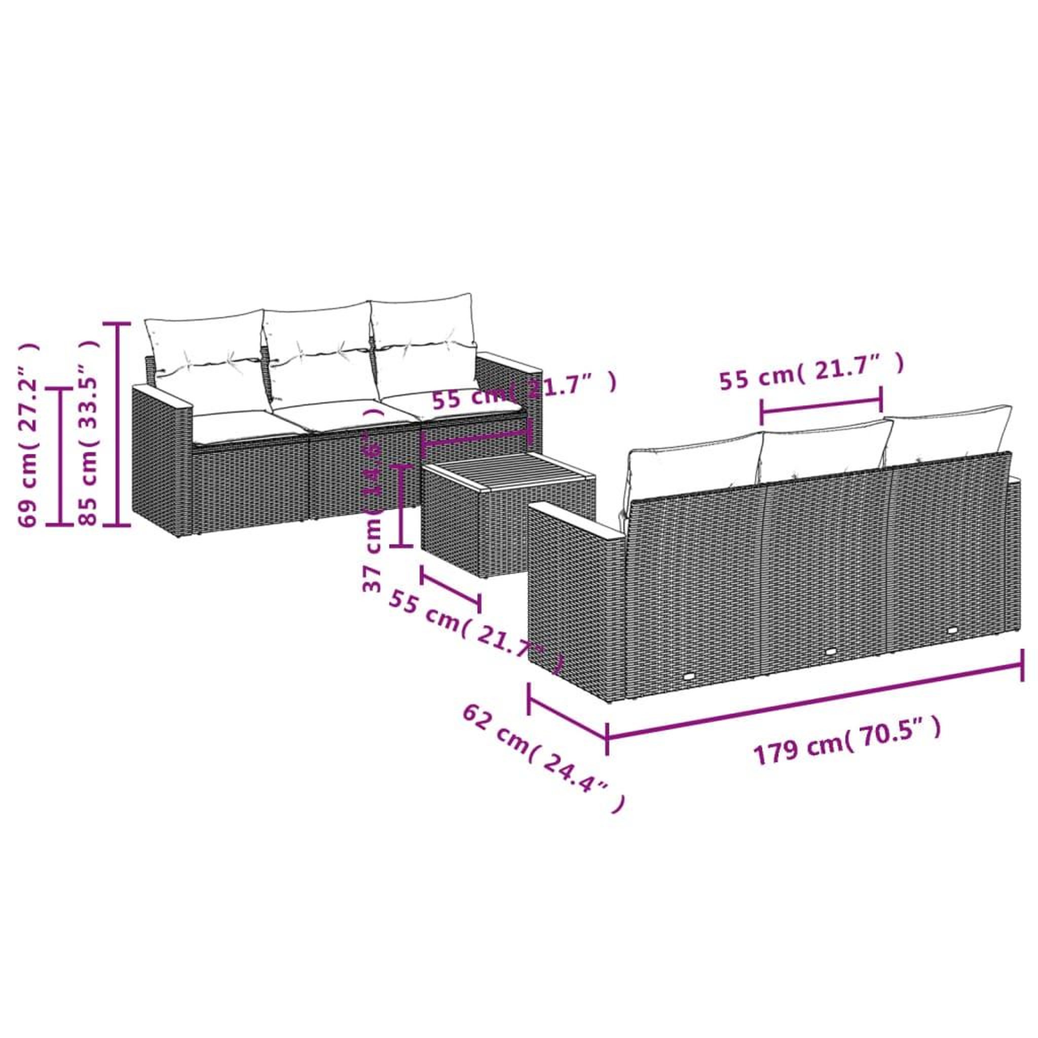 Voir la diapositive 4 : VIDAXL Salon de jardin 7 pcs avec coussins noir resine tressee