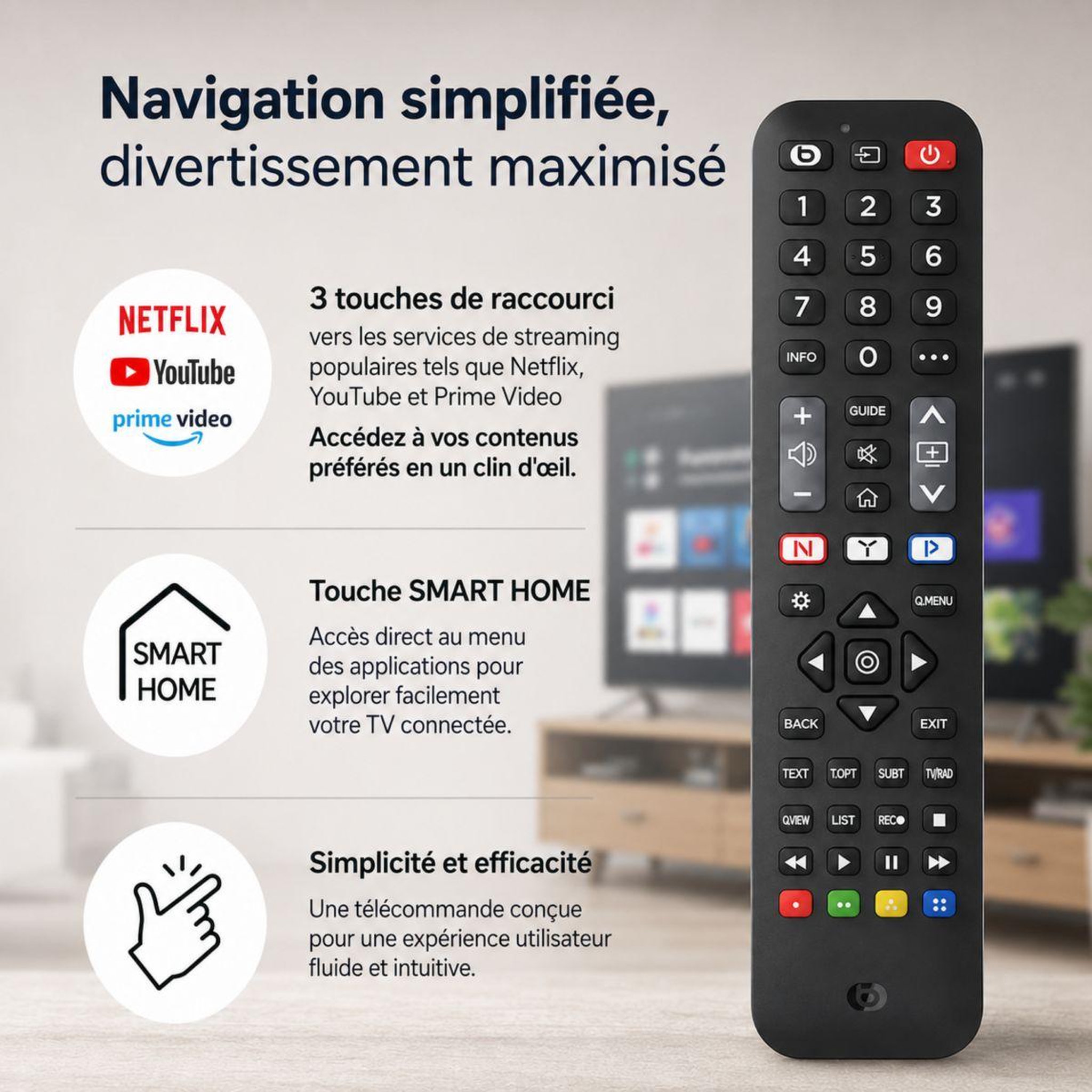 Voir la diapositive 3 : ESSENTIEL B Télécommande pour TV LG