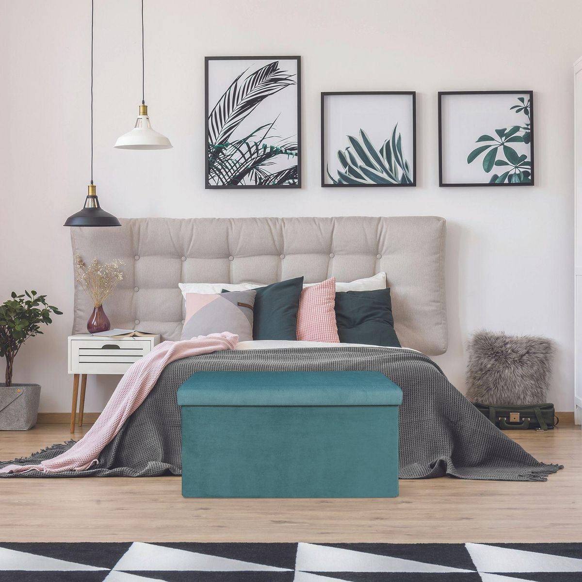 The Home Deco Factory Coffre banc pliable design velours Giulia