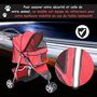 Voir la diapositive 5 : PAWHUT Poussette buggy pour chien chat animaux roue avant pivotante 360 degrés rouge