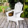 OUTSUNNY Fauteuil Adirondack pliable de jardin grand confort dossier incliné assise profonde bois de pin traité peint blanc
