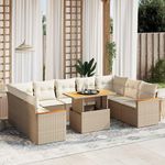 VIDAXL Salon de jardin avec coussins 10 pcs beige resine tressee