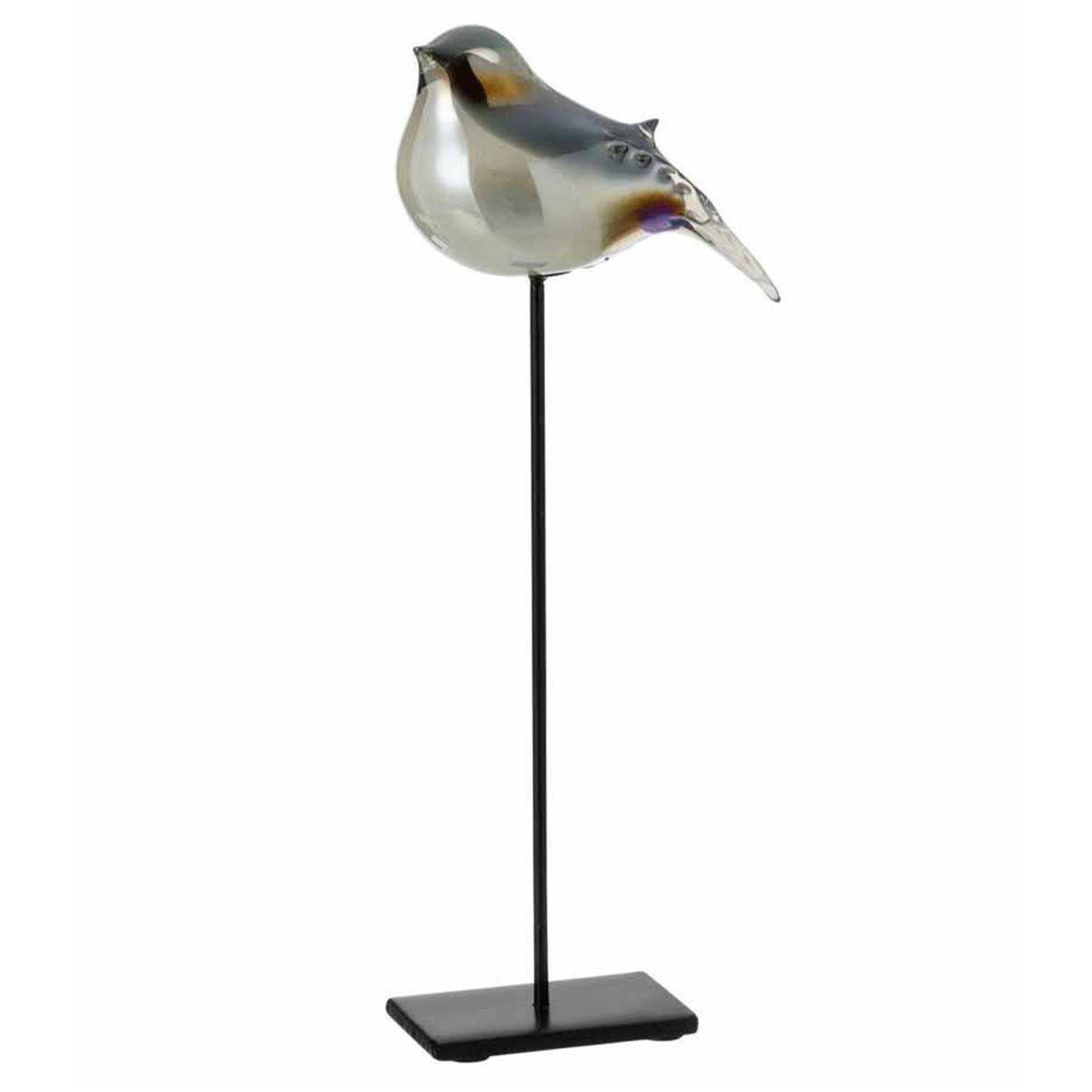 J-LINE Statue déco en verre  oiseau sur pied  41cm gris