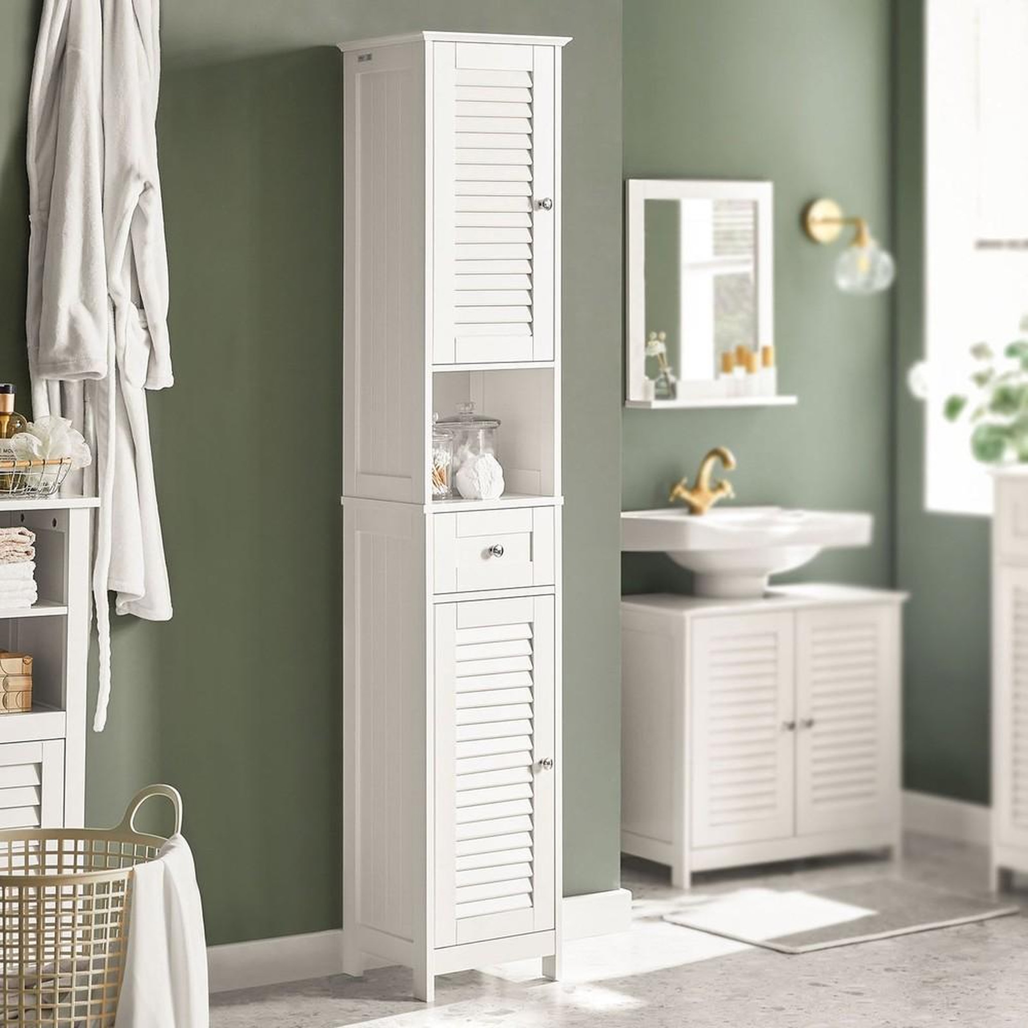 Voir la diapositive 2 : SOBUY SoBuy - Colonne De Salle De Bain à un tiroir - Fonctionnel - FRG236