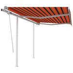 VIDAXL Auvent manuel retractable avec poteaux 3x2,5 m Orange et marron
