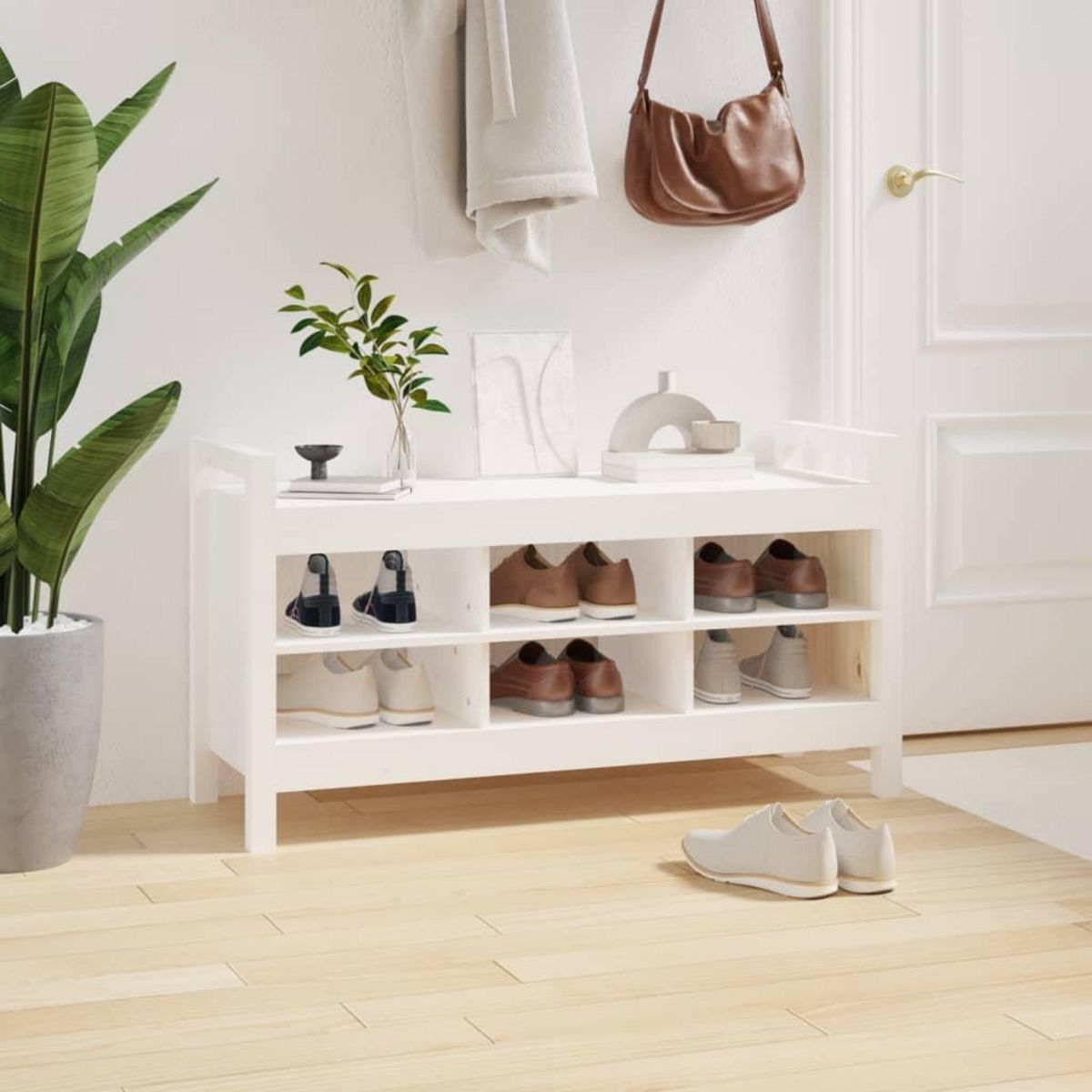 VIDAXL Banc d'entree Blanc 110x40x60 cm Bois de pin massif