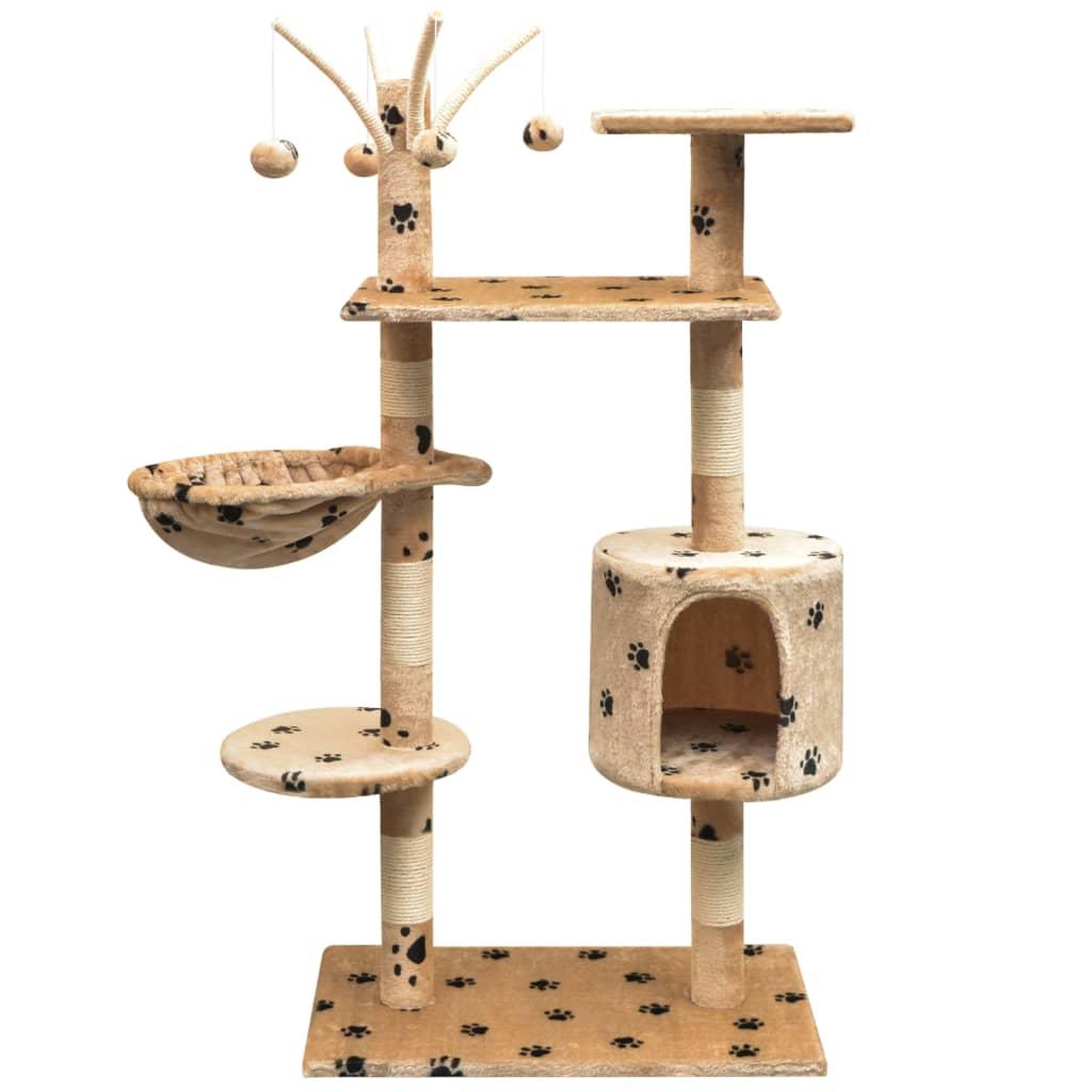 VIDAXL Arbre a chat et griffoir Sisal 125 cm Empreintes de pattes Beige