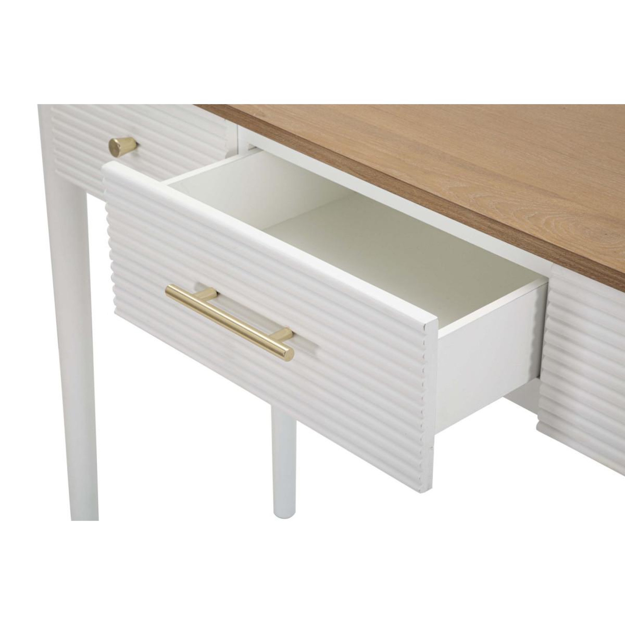 Voir la diapositive 4 : Paris Prix Console en bois 3 tiroirs  matera  107cm blanc & naturel