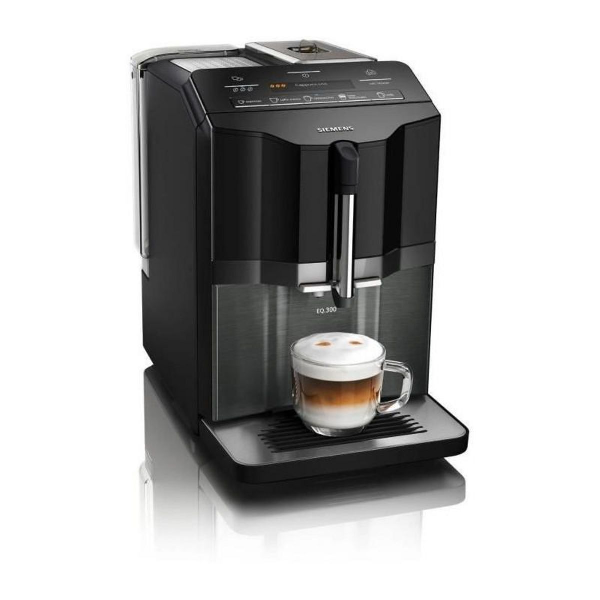 Siemens Machine a espresso Auto SIEMENS EQ.300 TI355209RW - Inox foncé et noir lustré - 1300 W - 15 bars - 5 boissons