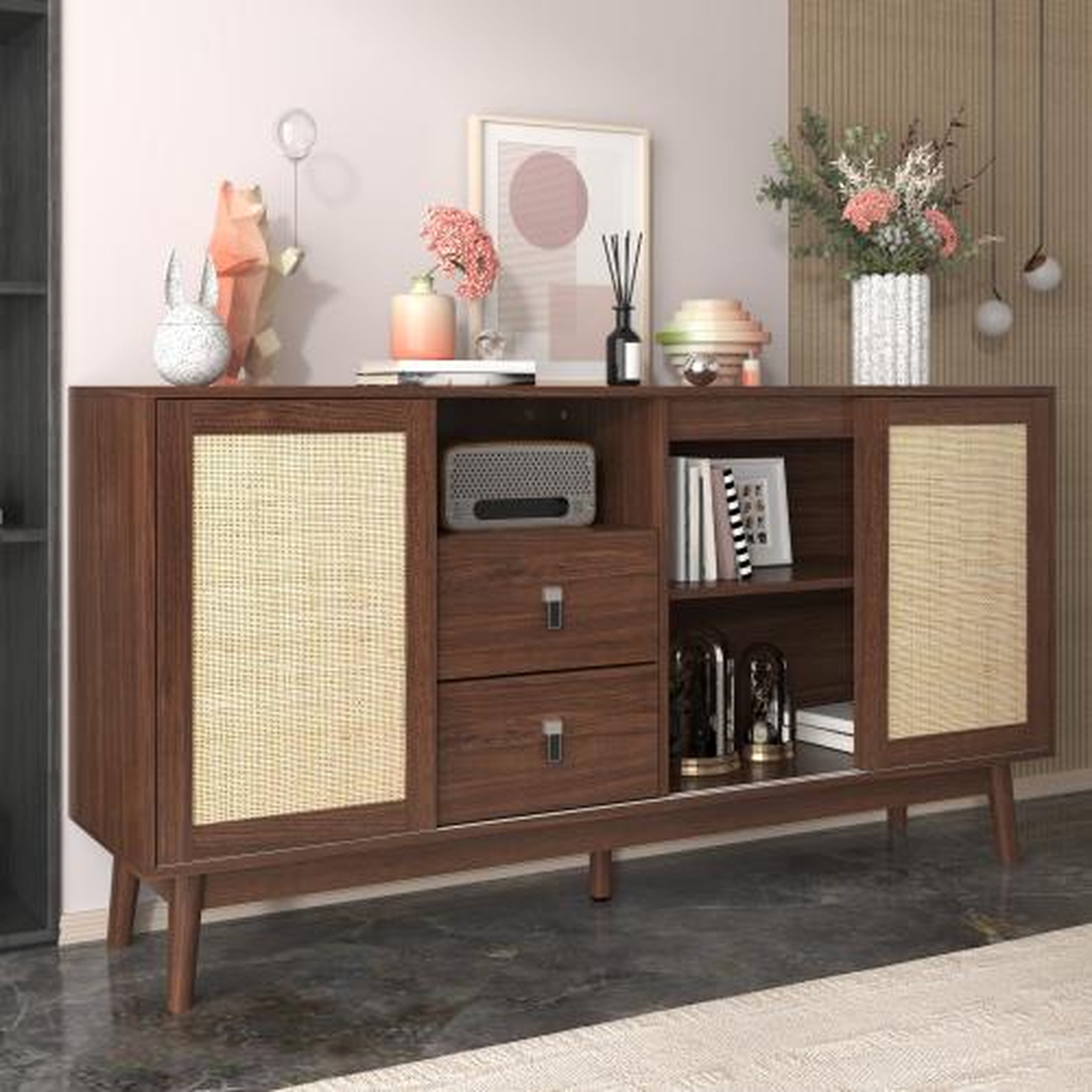 Voir la diapositive 5 : MERAX Buffet 3 porte(s) 2 tiroir(s) - 155 cm bois foncé mdf